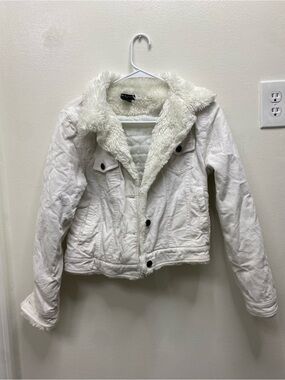 White Faux Shearling-Lined Jacket